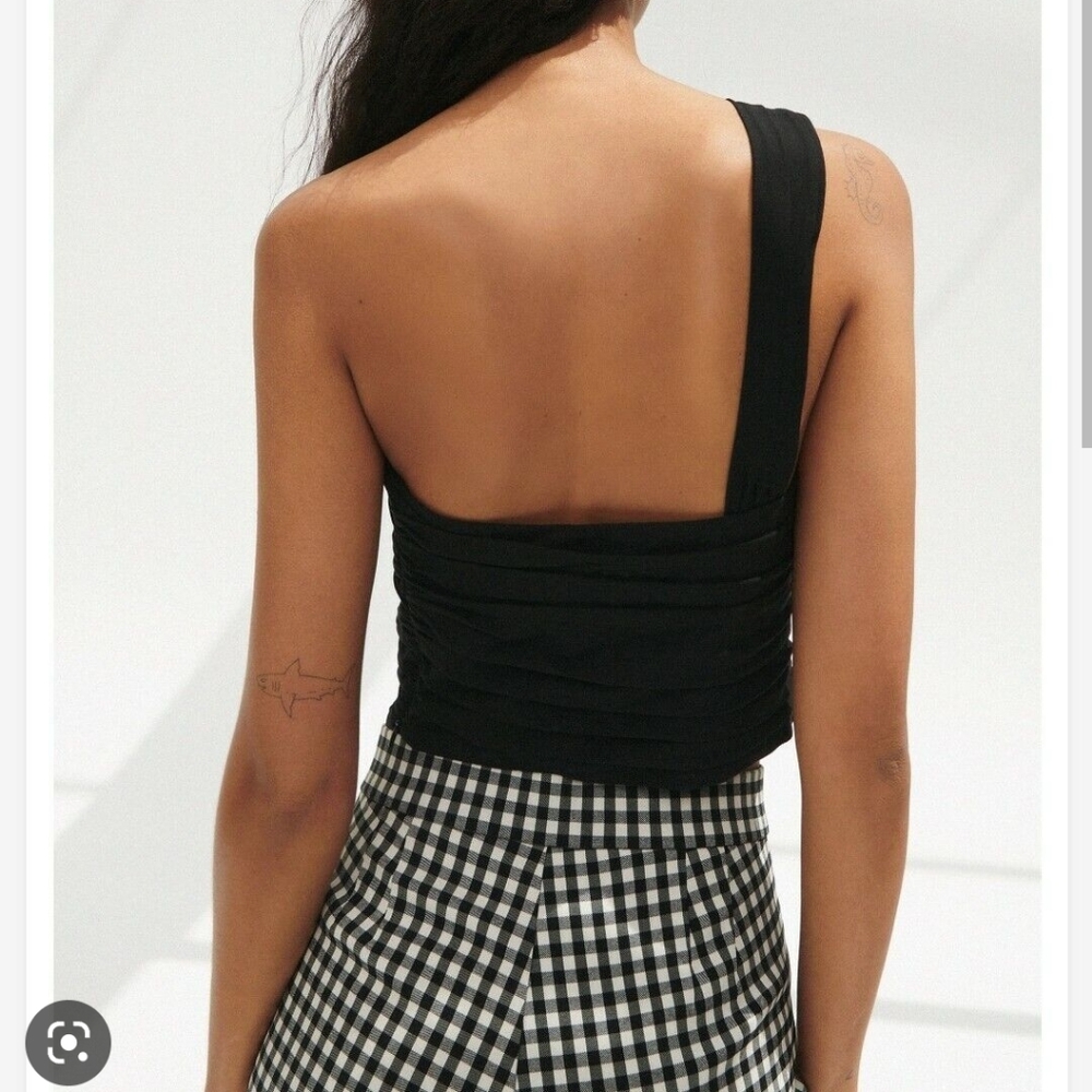 Zara linen blended cropped asymmetrical off the shoulder top - Picture 3 of 3